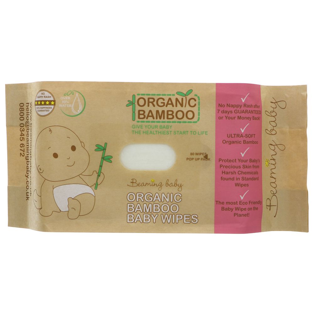 Beaming Baby Organic Bamboo Baby wipes 80 pack - Organic Delivery Company