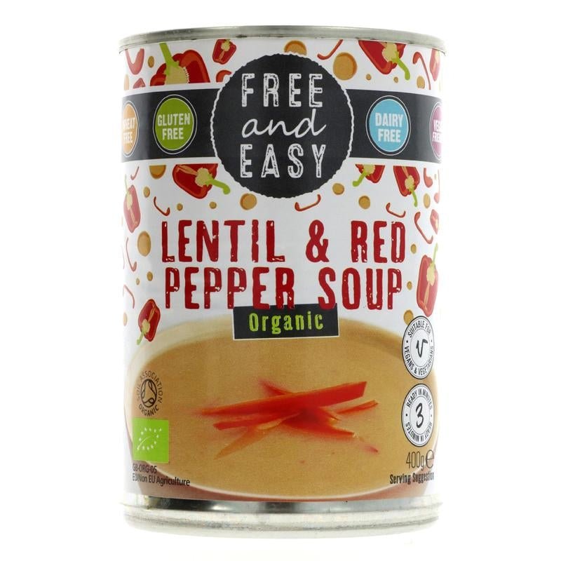 Free and Easy Lentil & Red Pepper Soup 400g - Organic Delivery Company