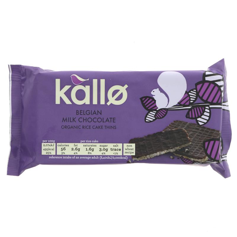 Kallo Belgium milk chocolate Rice Cakes Thins 90g - Organic Delivery Company