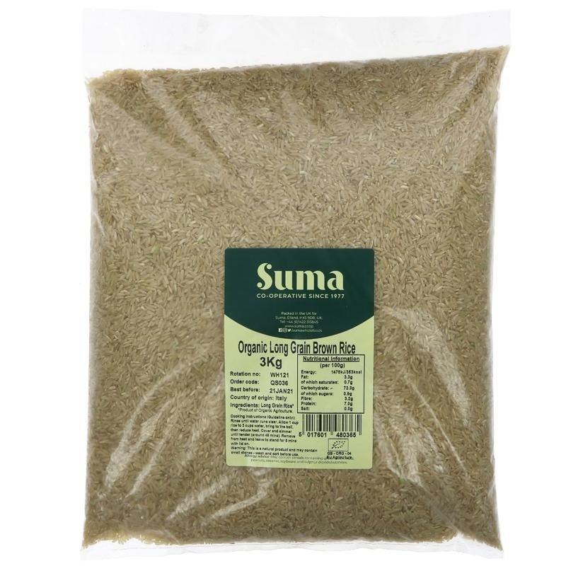 Suma Brown Long Grain Rice 3kg - Organic Delivery Company