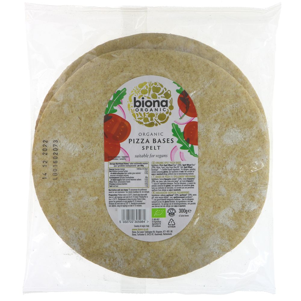 Biona Spelt Pizza Bases 2 pack - Organic Delivery Company