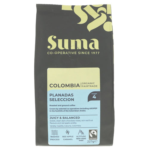 Suma Fairtrade Colombia Ground Coffee 227g - Organic Delivery Company