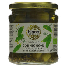 Load image into Gallery viewer, Biona Organic Cornichons With Dill &amp; Mustard Seeds 330g - Organic Delivery Company
