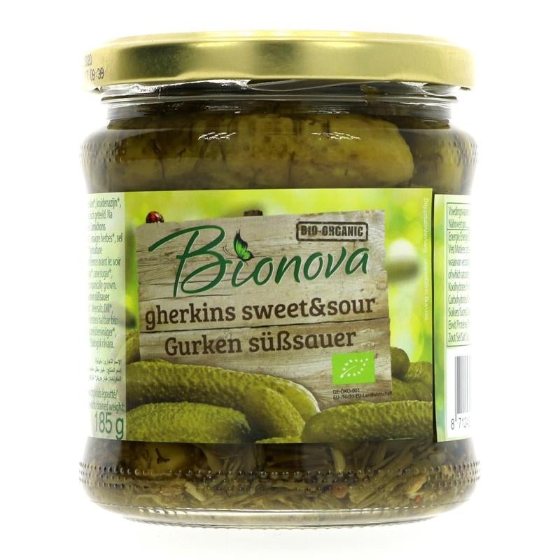 BioNova Gherkins Sweet & Sour 330g - Organic Delivery Company