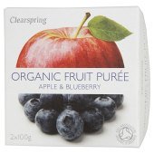 Clearspring Apple & Blueberry Fruit Puree 2 x 100g - Organic Delivery Company