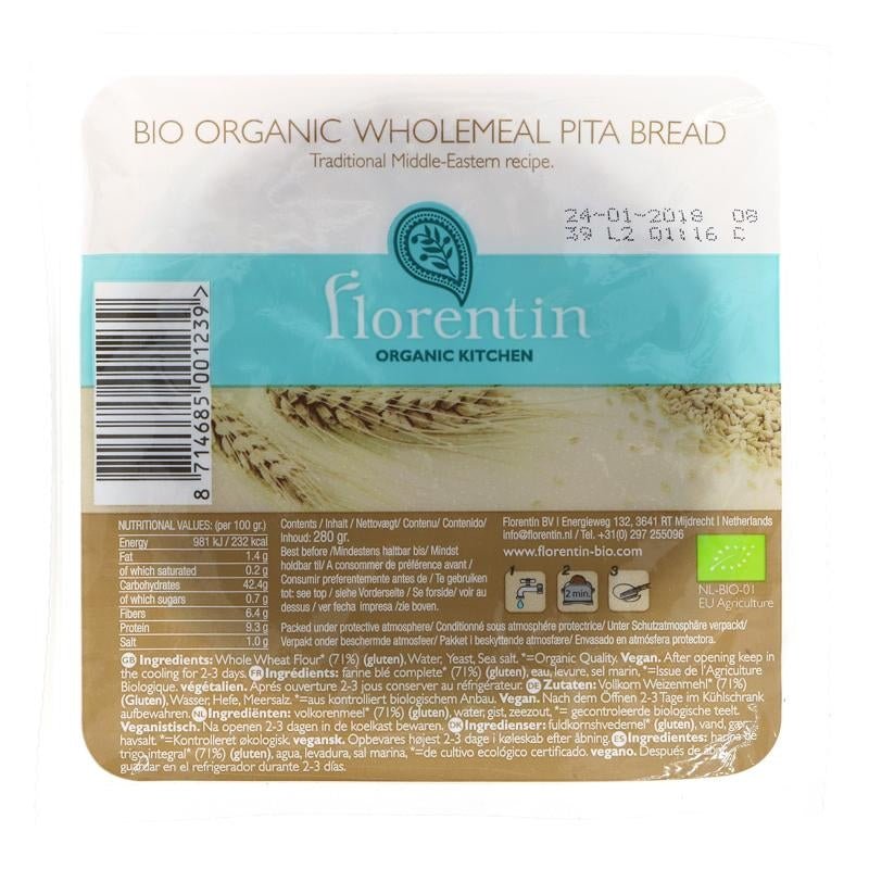 Florentin Wholemeal Pitta Bread 280g - Organic Delivery Company