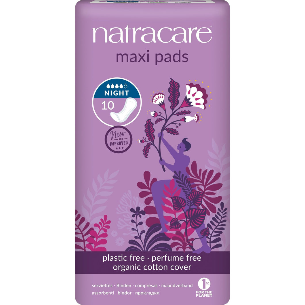 Natracare Maxi Night Time Pads 10 pack - Organic Delivery Company