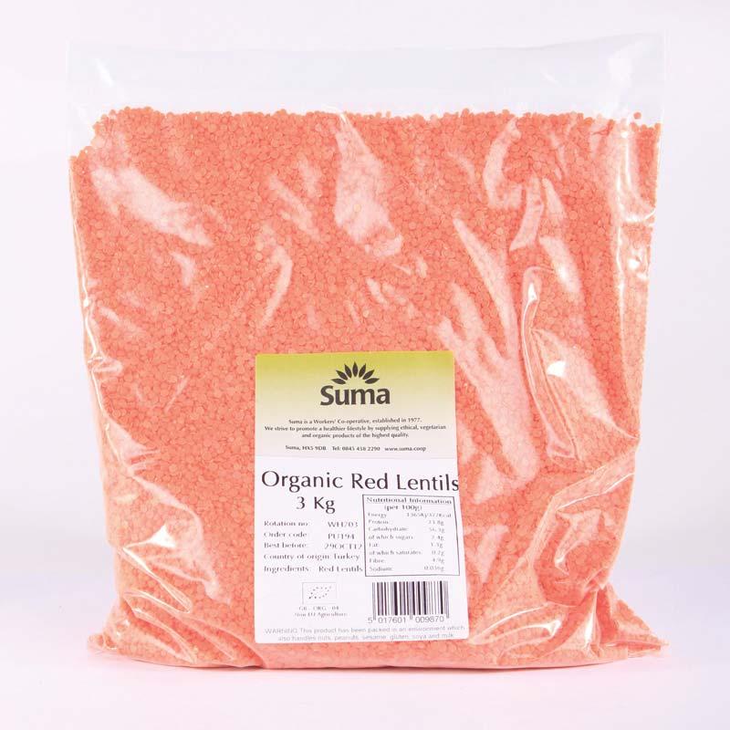 Suma Red Split Lentils 3kg - Organic Delivery Company