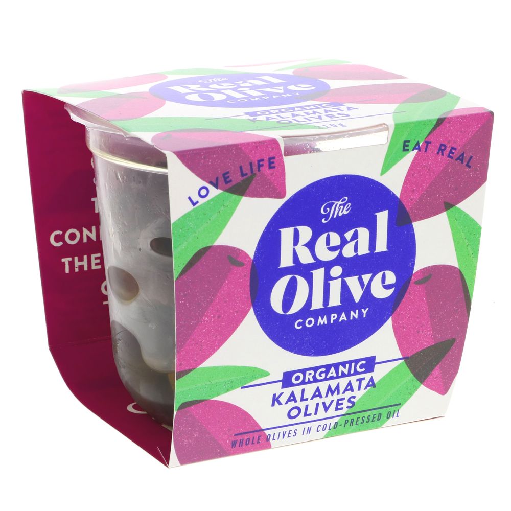 The Real Olive Company - Whole Kalamata Olives (210g) - Organic Delivery Company